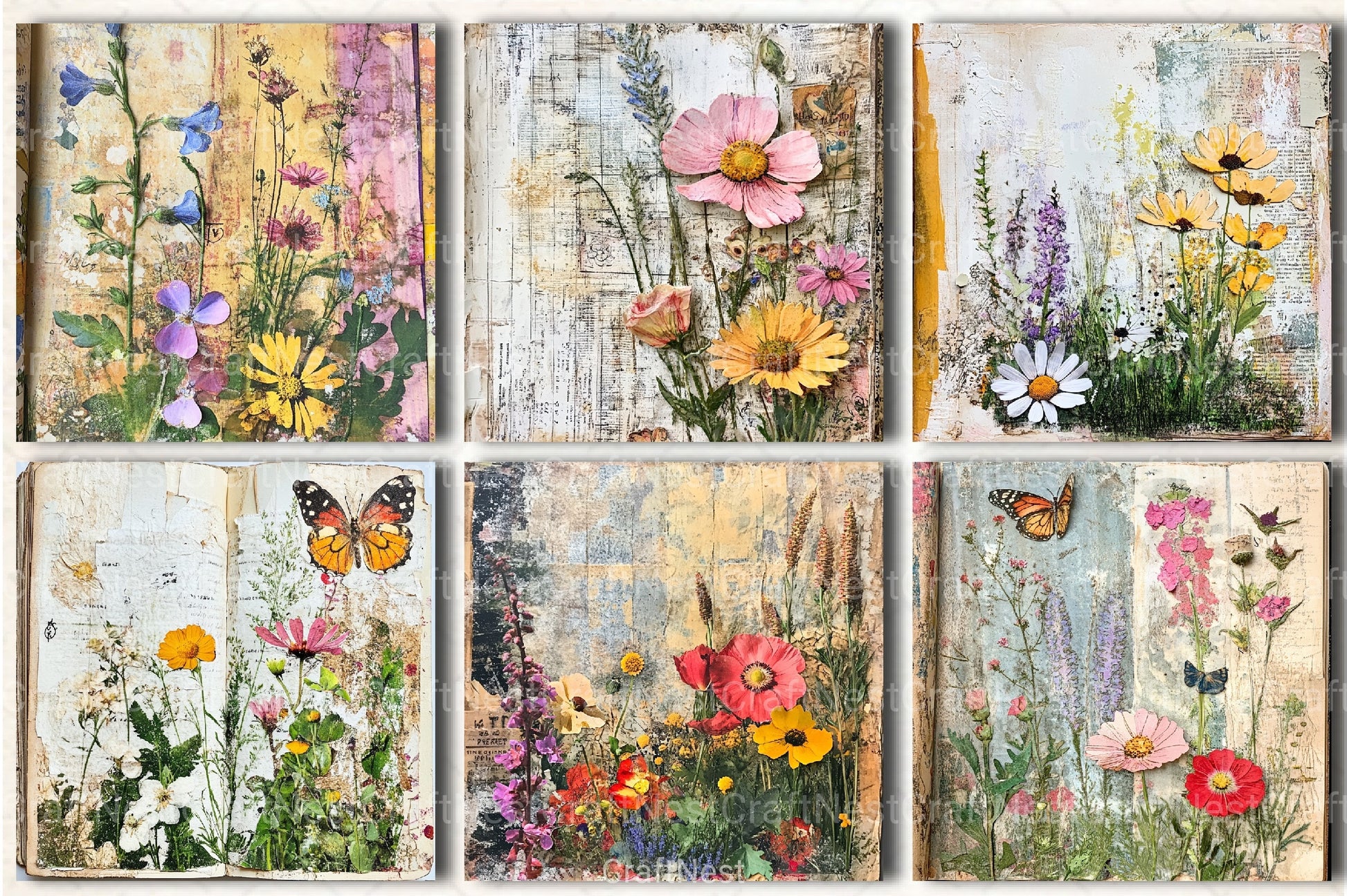 Wildflowers Collage Clipart Bundle - CraftNest - Digital Crafting and Art