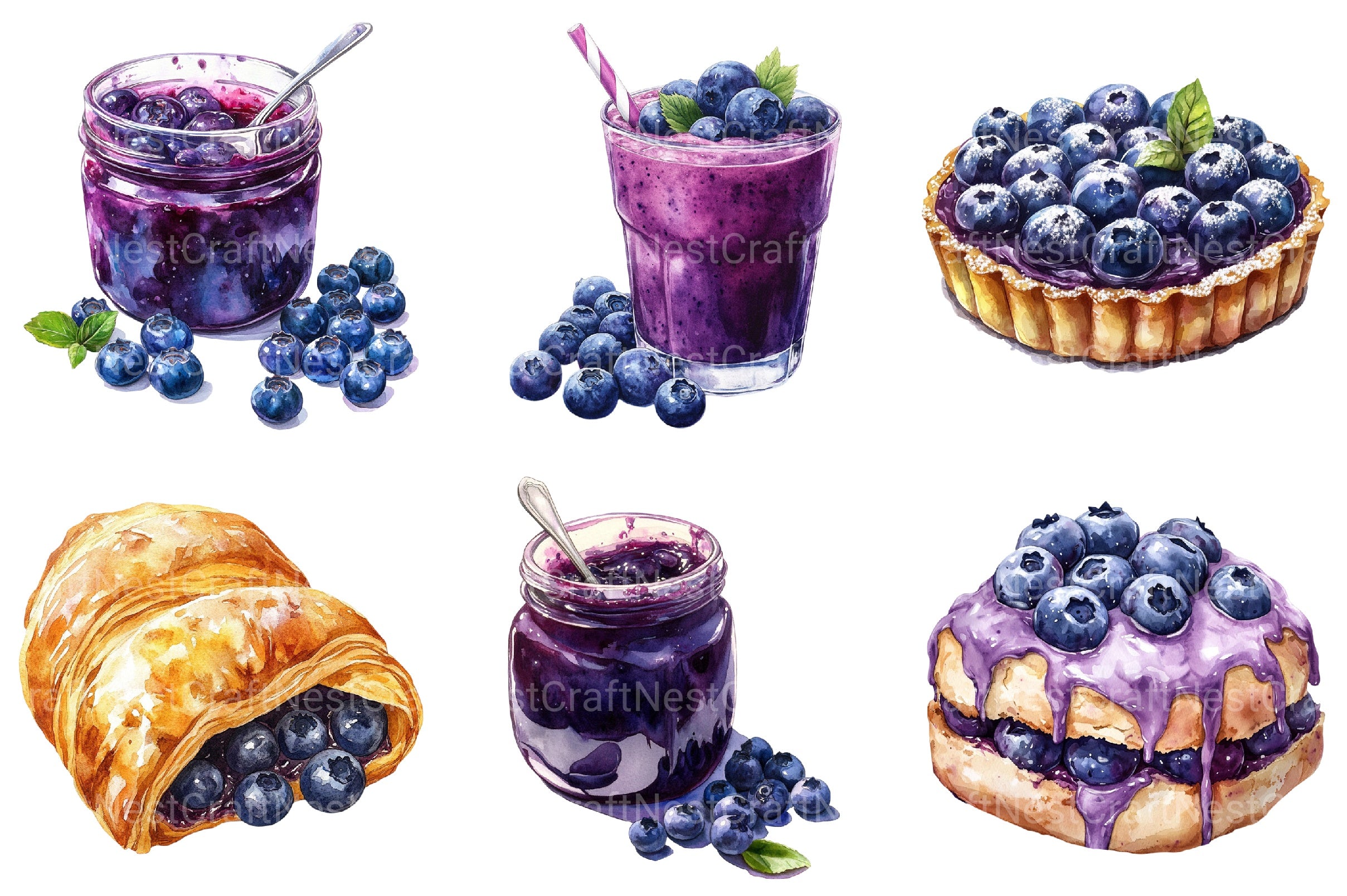 Summer Blueberry Sweet Clipart Bundle - CraftNest - Digital Crafting and Art
