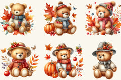 Autumn Teddy Bear Clipart Bundle - CraftNest - Digital Crafting and Art