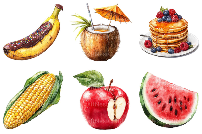 Summer Fruits And Foods Clipart Bundle - CraftNest - Digital Crafting and Art