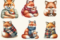 Cozy Fox Family Clipart Bundle 2 - CraftNest - Digital Crafting and Art