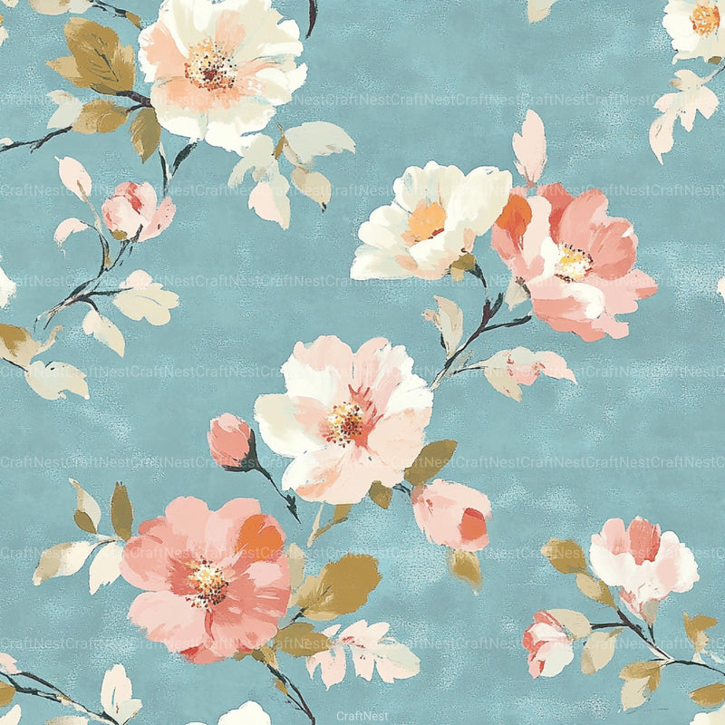 French Shabby Chic Pastel Flower Pattern Clipart Bundle 2 - CraftNest - Digital Crafting and Art