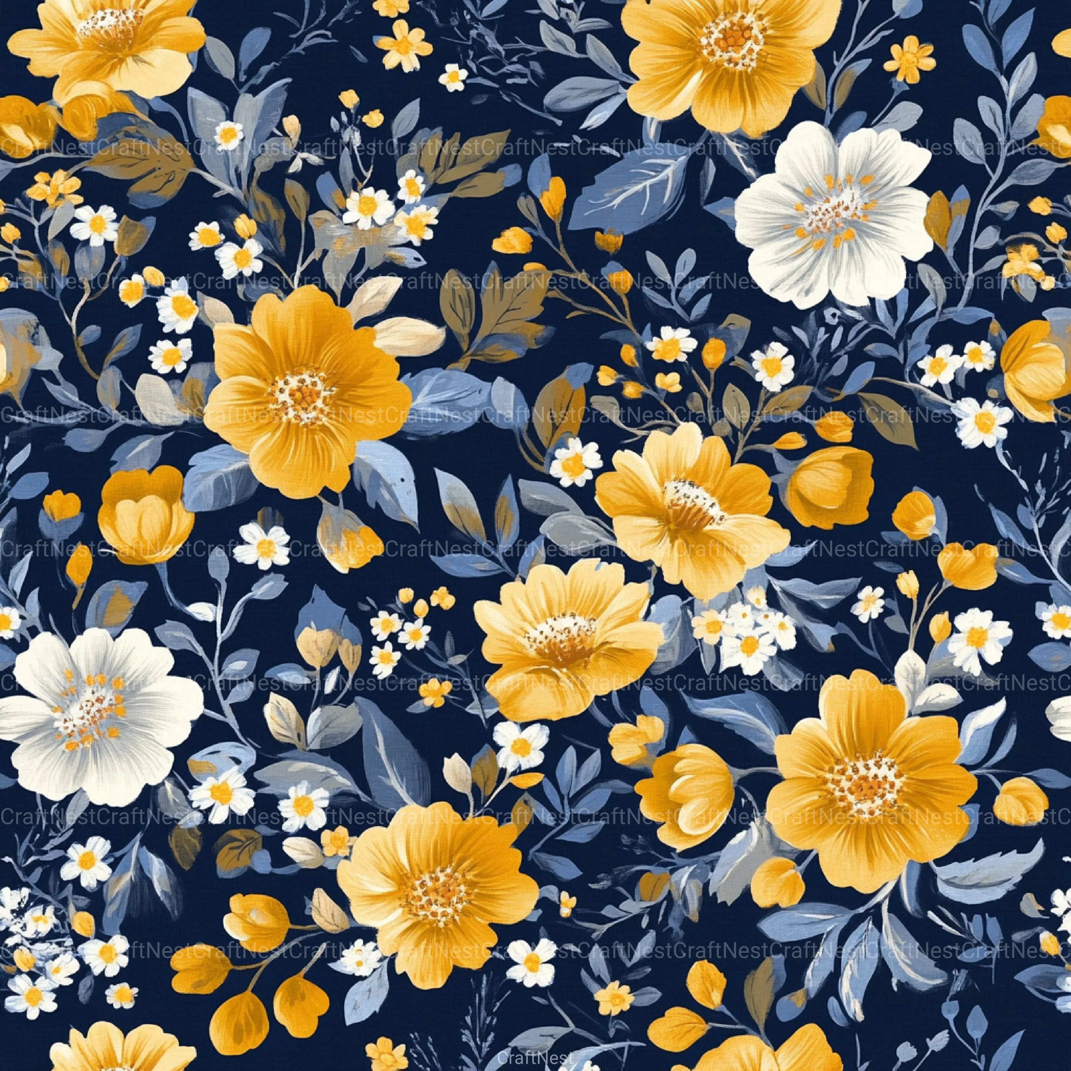 Flowers Seamless Pattern Digital Paper - CraftNest - Digital Crafting and Art