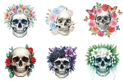 Skull Floral Sublimation Clipart Bundle - CraftNest - Digital Crafting and Art