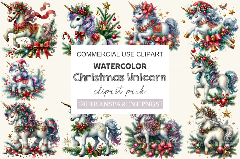 Christmas Unicorn Clipart Bundle - CraftNest - Digital Crafting and Art