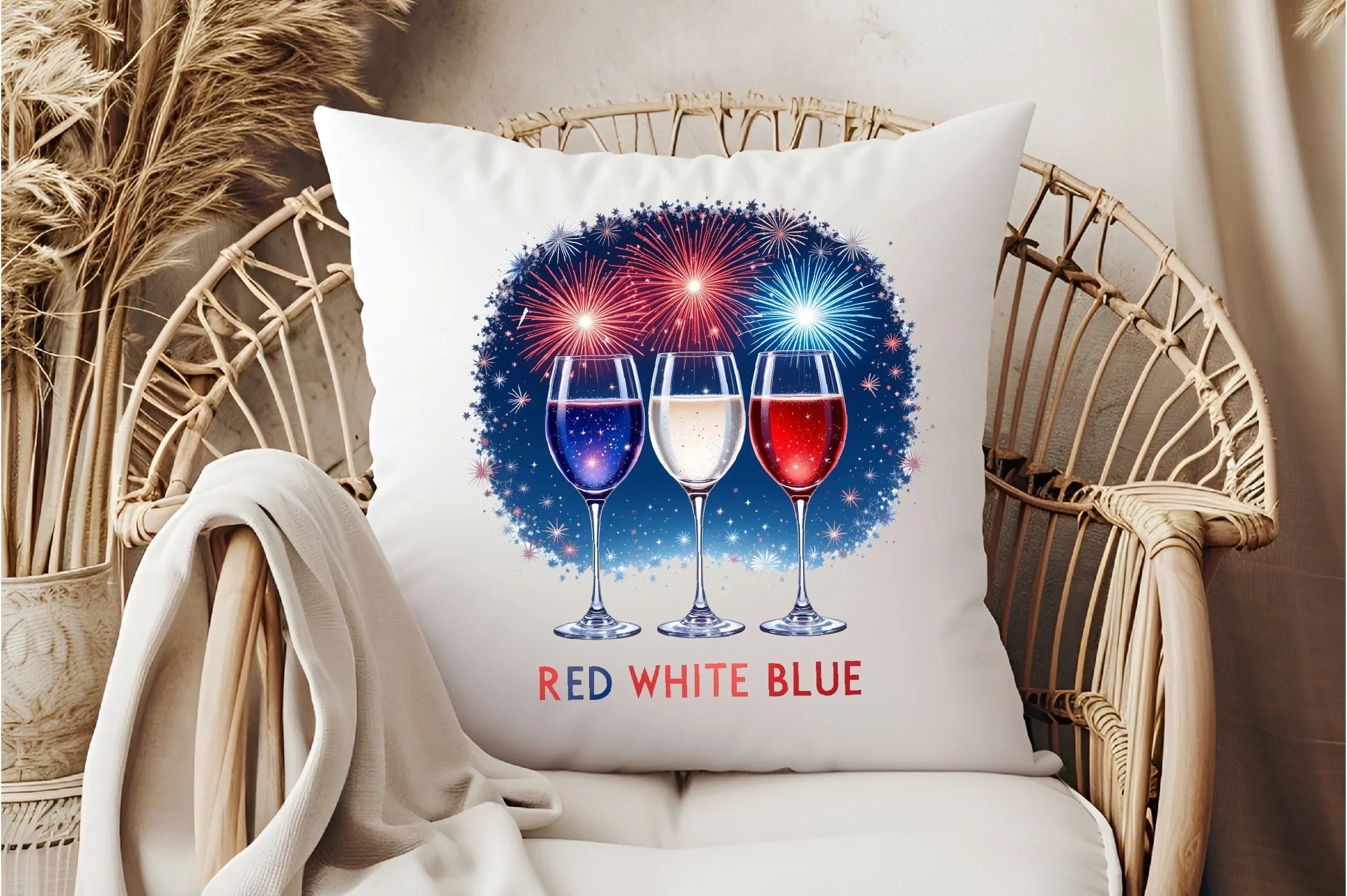 4th of July Red White Blue Wine Glasses Clipart Bundle - CraftNest - Digital Crafting and Art