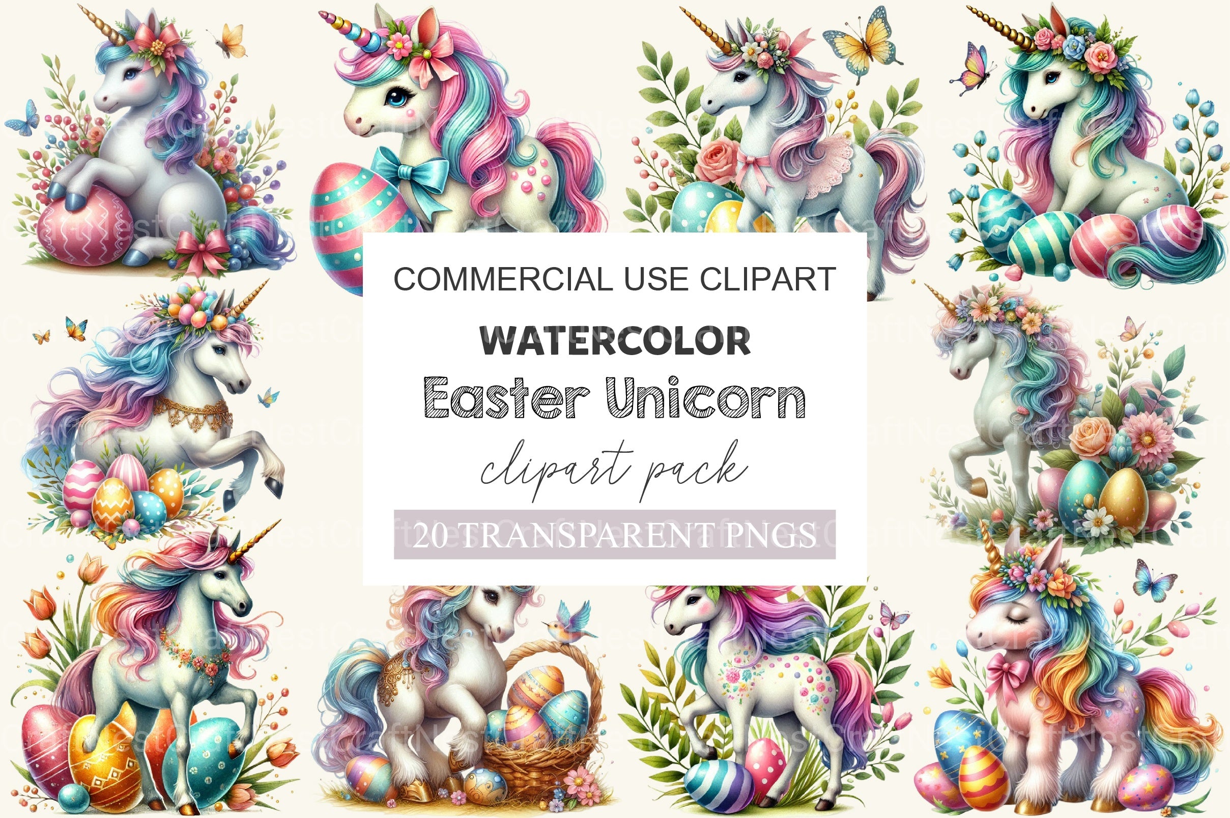 Easter Unicorn Clipart Bundle 2 - CraftNest - Digital Crafting and Art