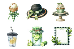 Black and Green Gingham Summer Clipart - CraftNest - Digital Crafting and Art