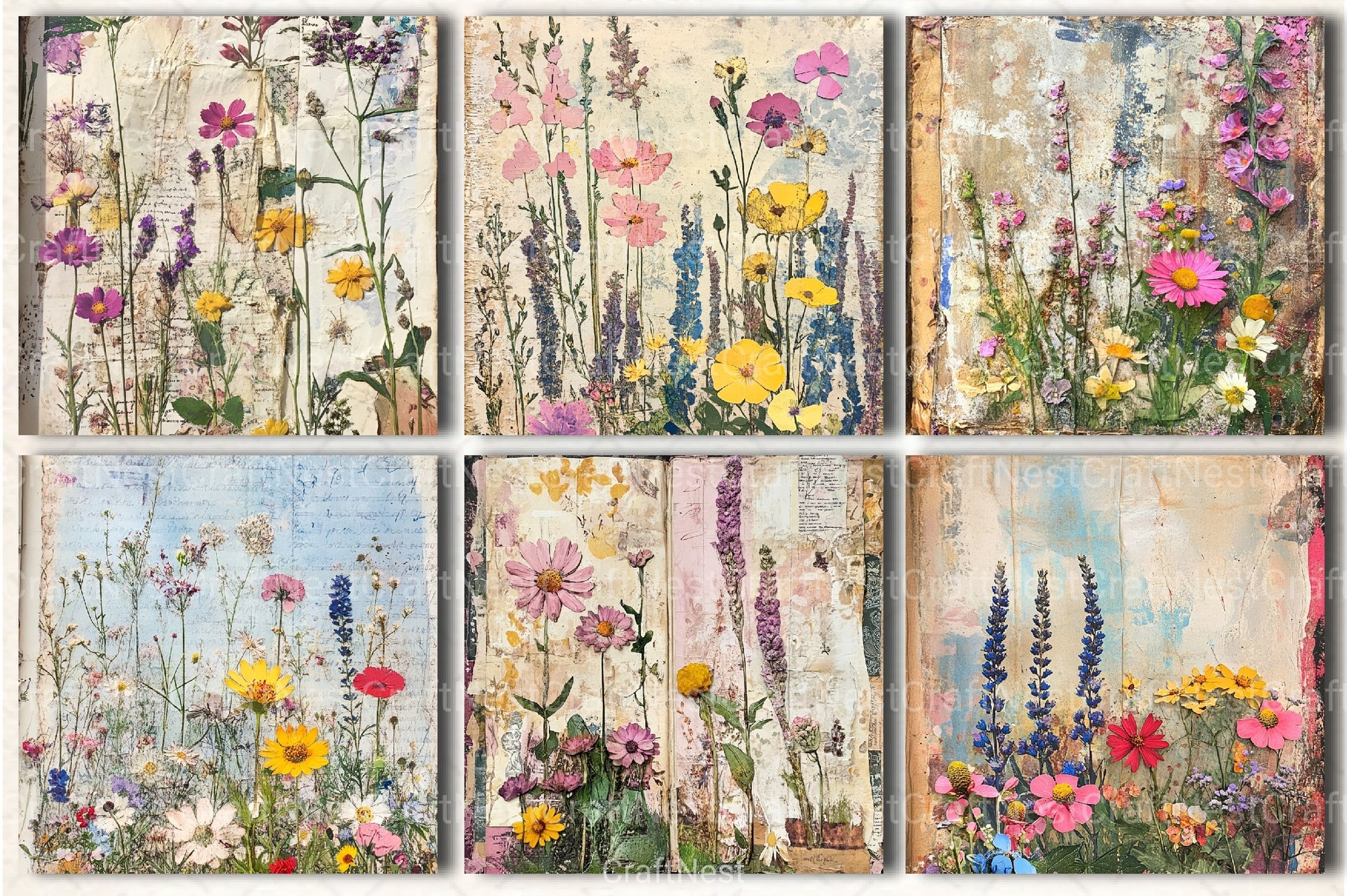 Wildflowers Collage Clipart Bundle - CraftNest - Digital Crafting and Art