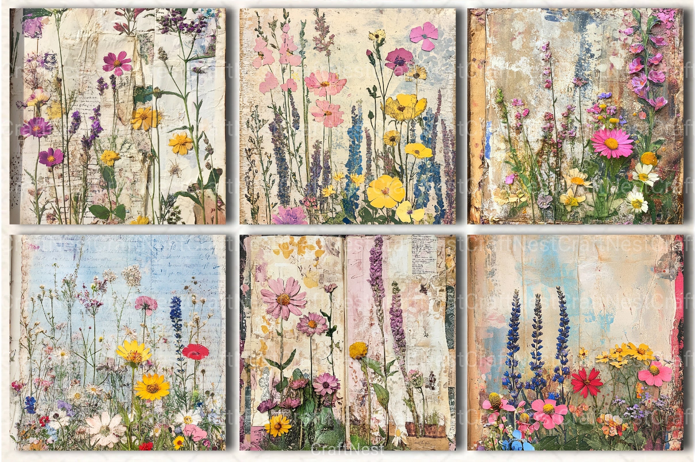 Wildflowers Collage Clipart Bundle - CraftNest - Digital Crafting and Art