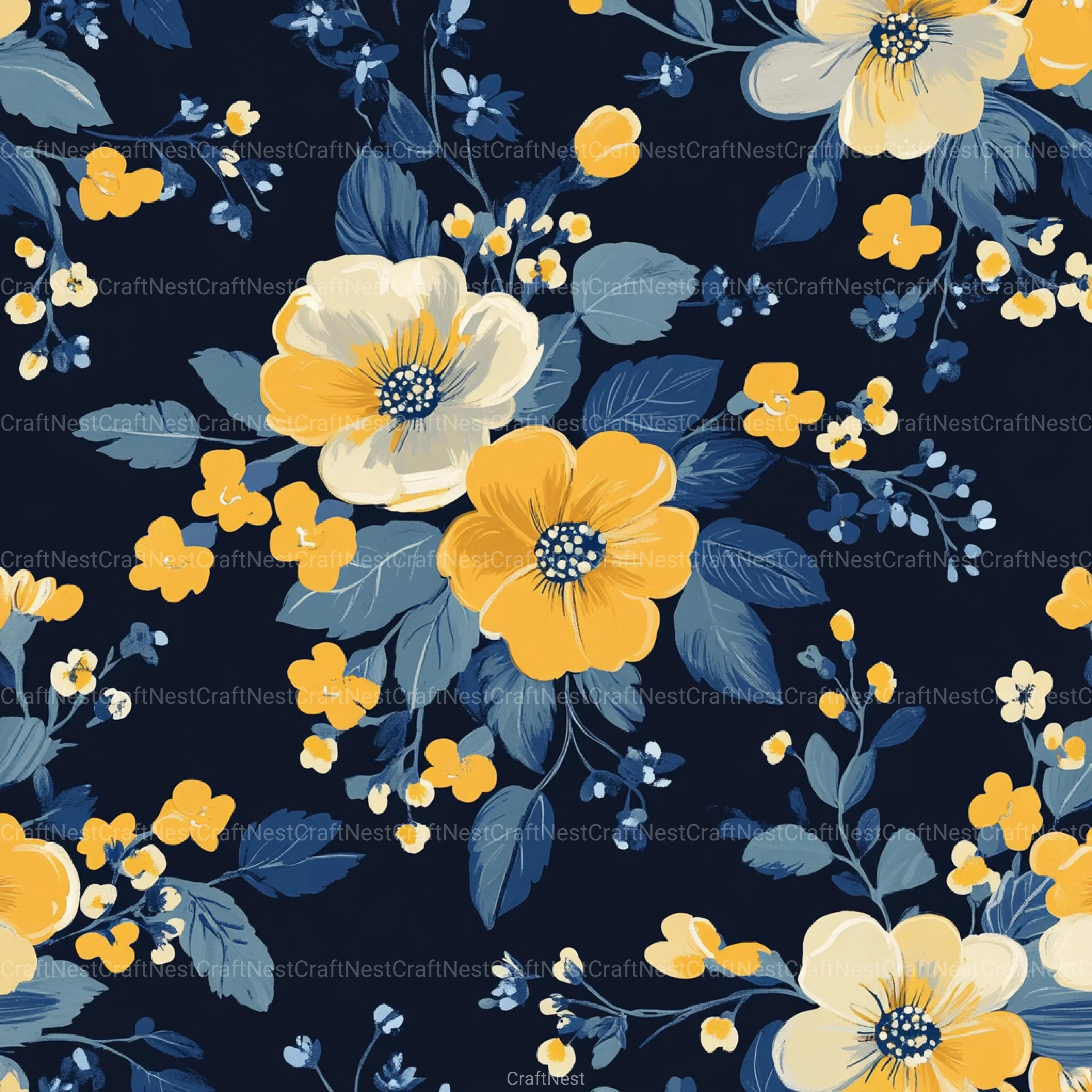 Flowers Seamless Pattern Digital Paper - CraftNest - Digital Crafting and Art