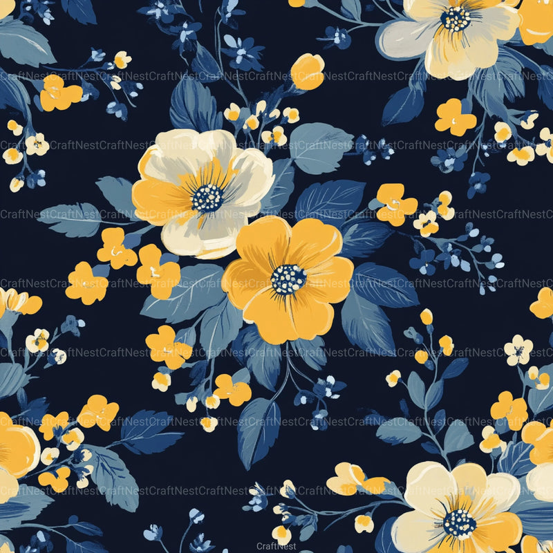 Flowers Seamless Pattern Digital Paper - CraftNest - Digital Crafting and Art