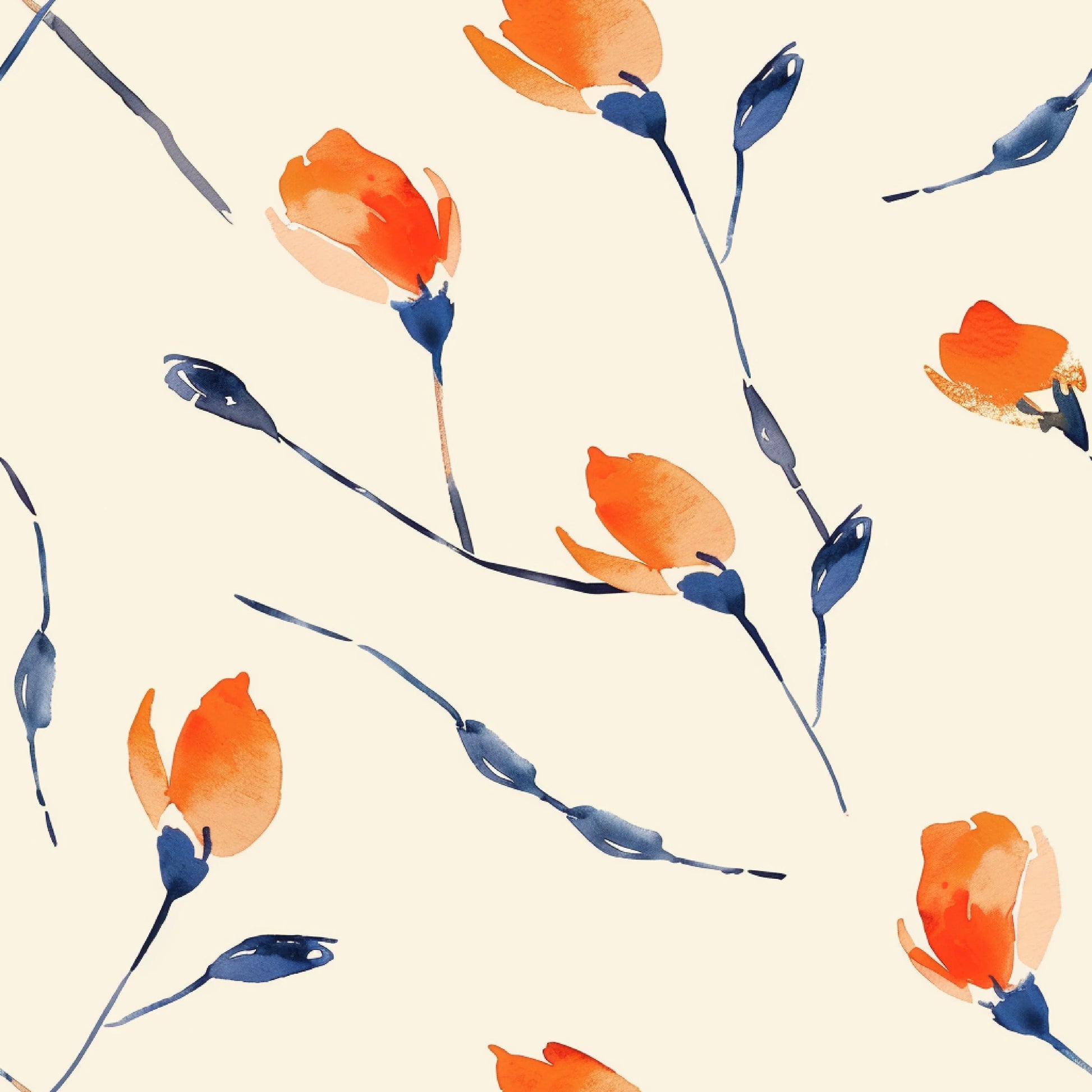 Orange & Blue Floral Pattern Clipart Bundle - CraftNest - Digital Crafting and Art