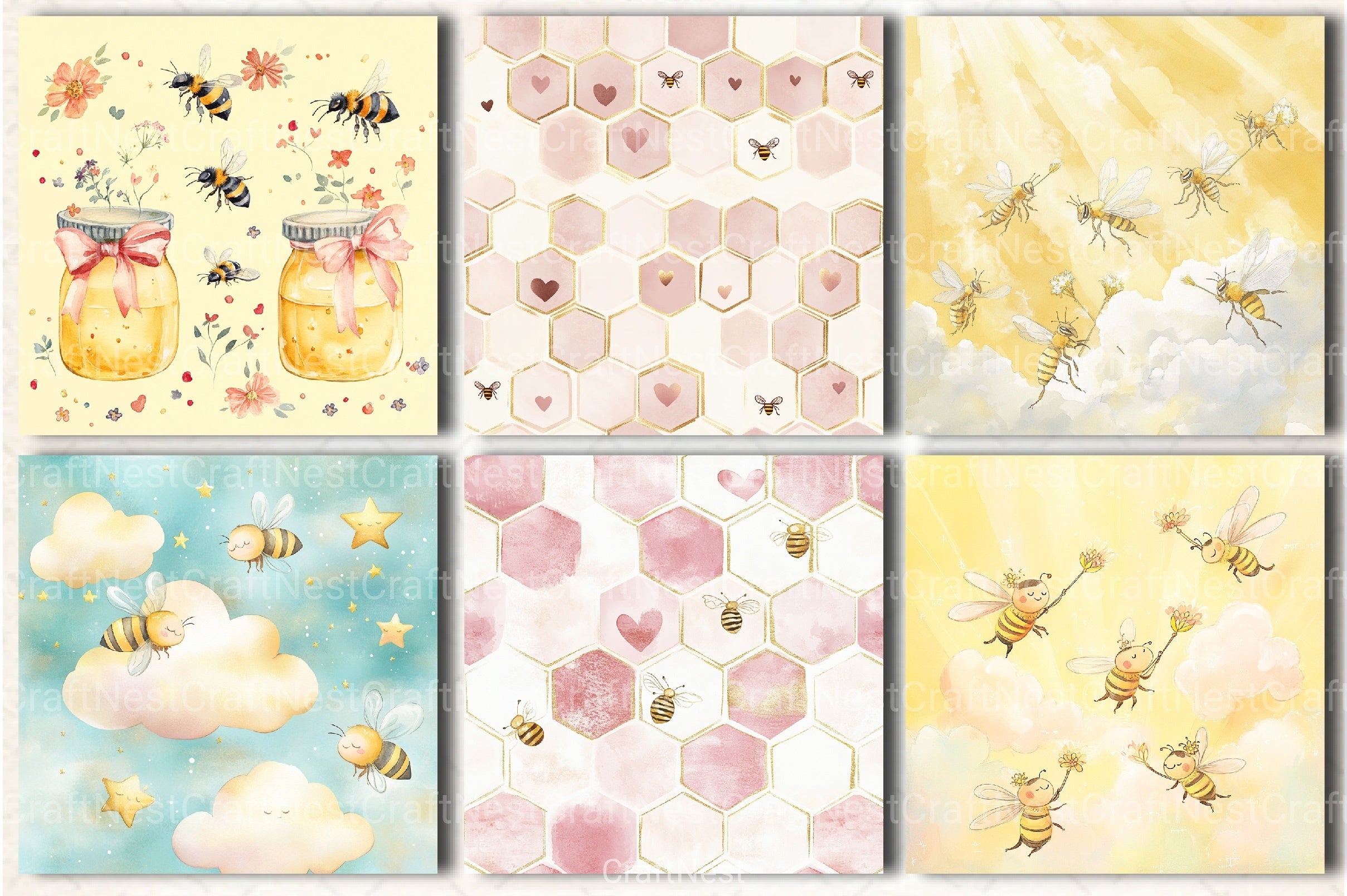 Princess Bee Digital Paper - CraftNest - Digital Crafting and Art