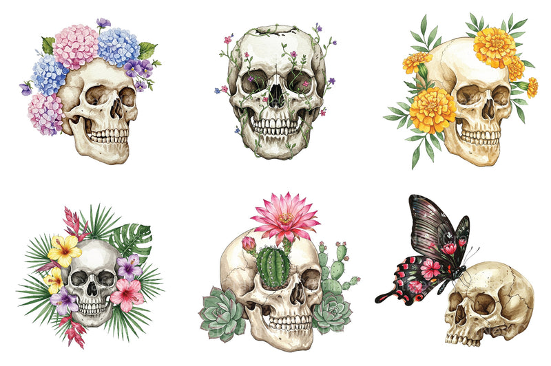 Skull Floral Sublimation Clipart Bundle - CraftNest - Digital Crafting and Art
