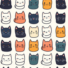 Seamless Kawaii Cute Cats Pattern Digital Paper - CraftNest - Digital Crafting and Art
