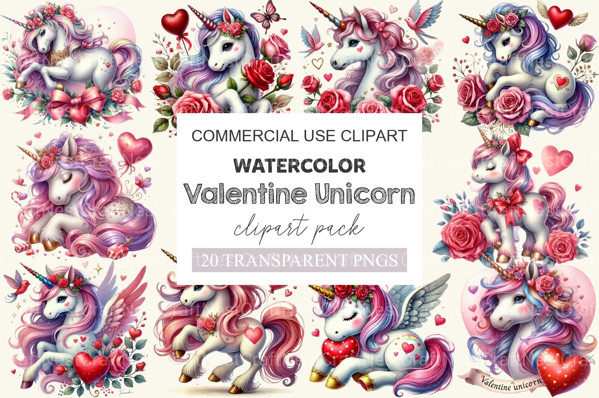 Valentine Unicorn Clipart Bundle - CraftNest - Digital Crafting and Art