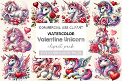 Valentine Unicorn Clipart Bundle - CraftNest - Digital Crafting and Art