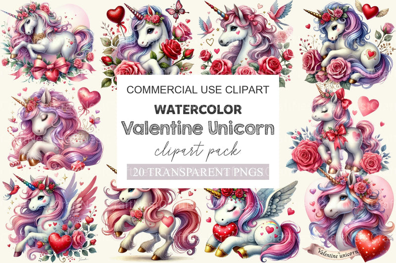 Valentine Unicorn Clipart Bundle - CraftNest - Digital Crafting and Art