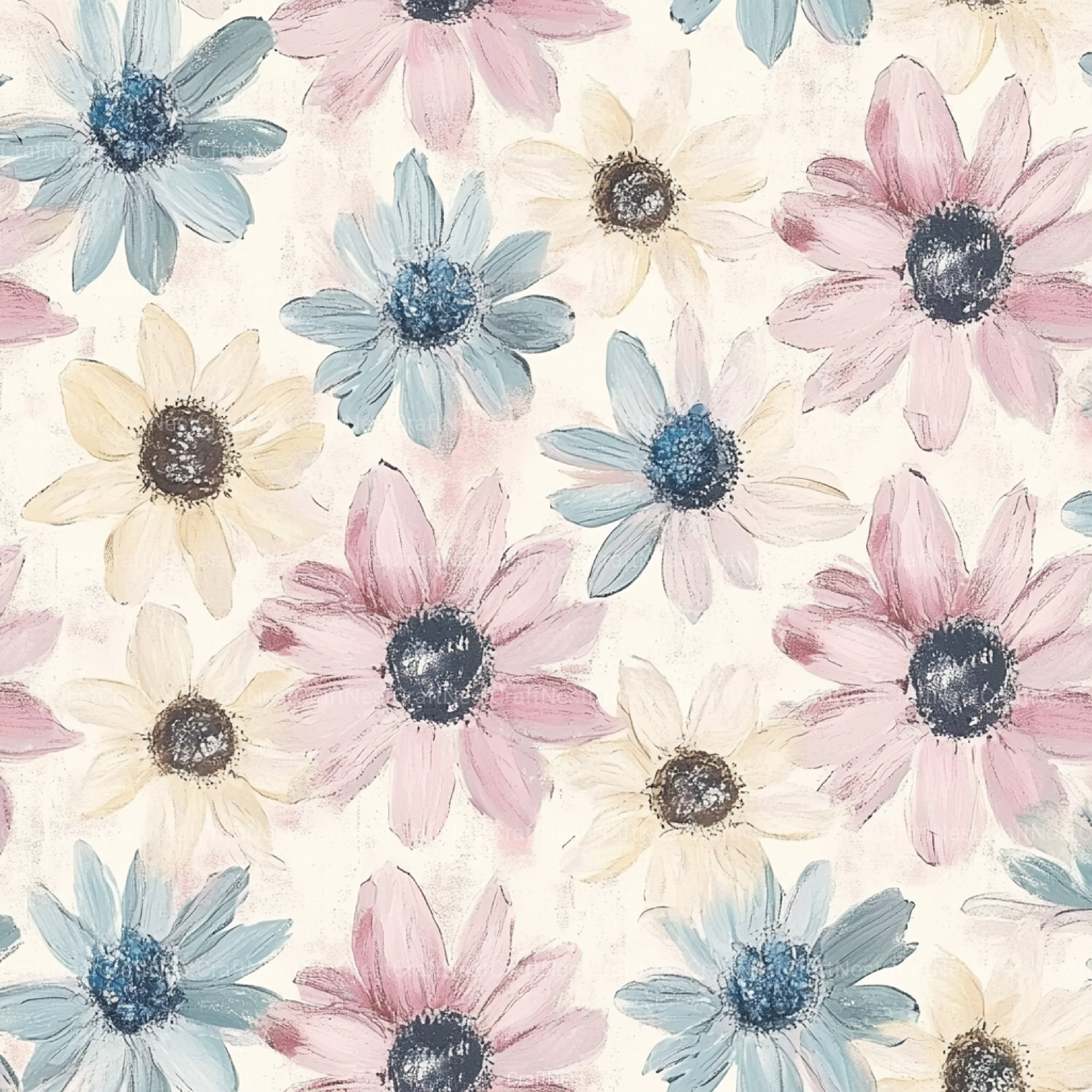 French Shabby Chic Pastel Flower Pattern Clipart Bundle 2 - CraftNest - Digital Crafting and Art