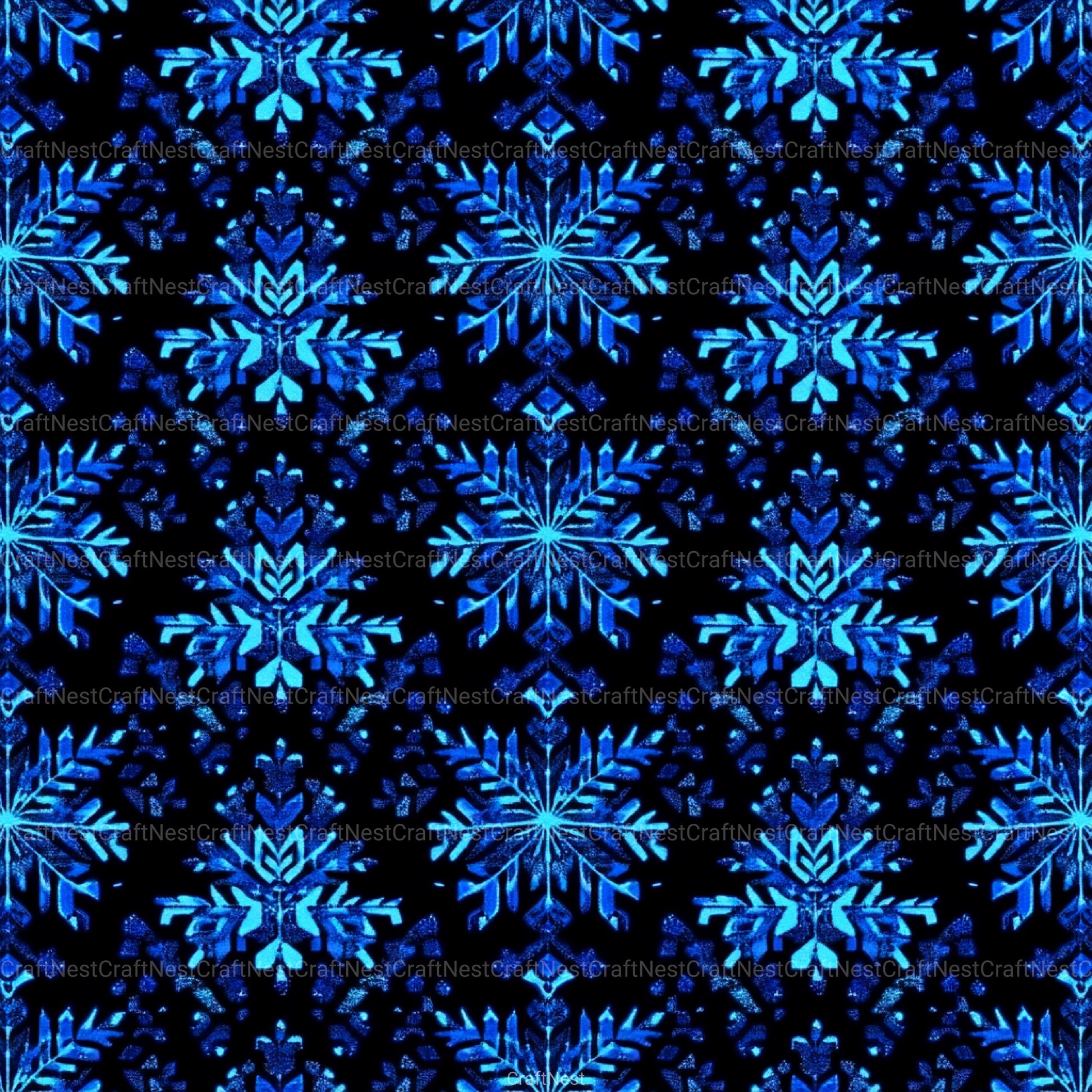 Blue Glitter Snowflakes Winter Pattern Clipart Bundle - CraftNest - Digital Crafting and Art