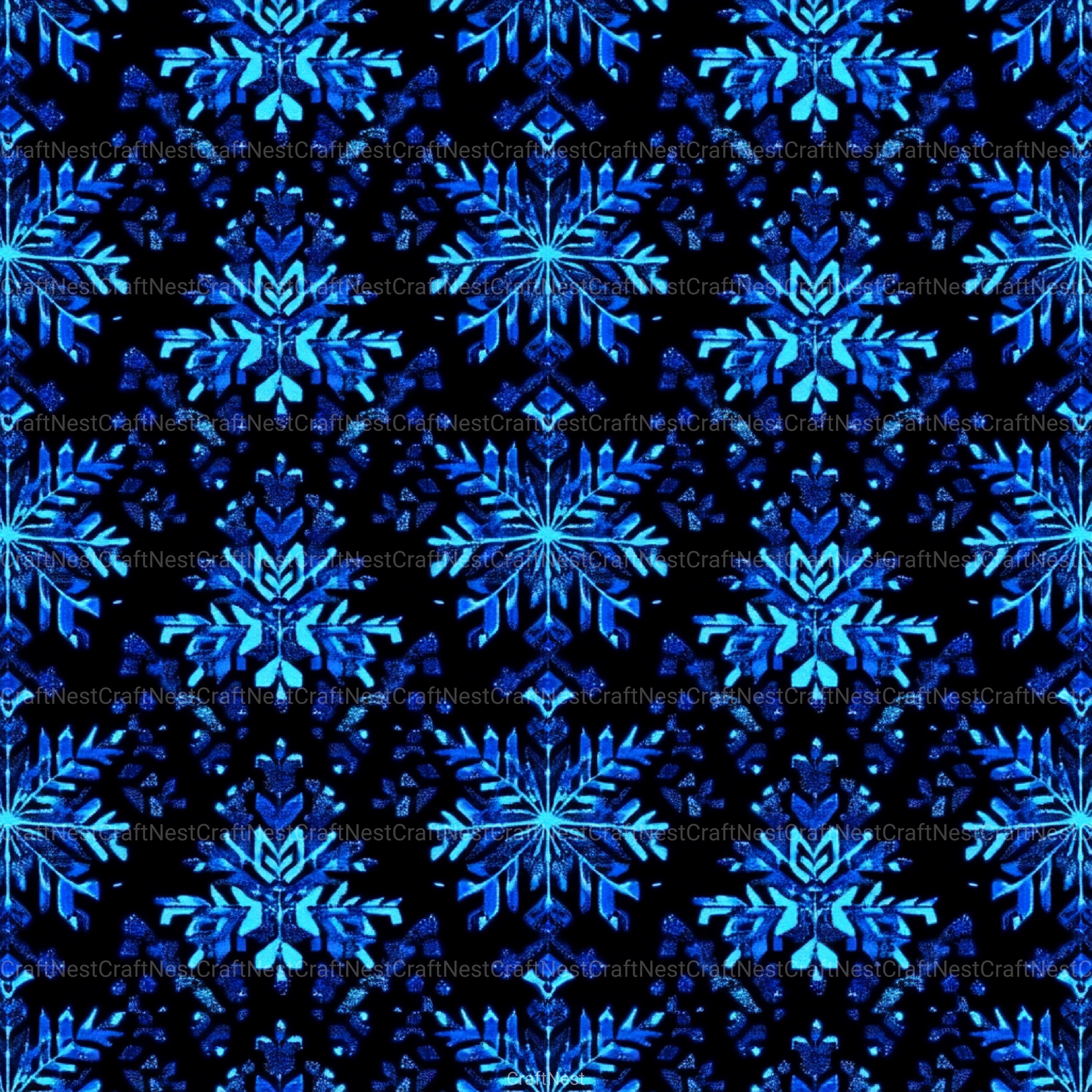 Blue Glitter Snowflakes Winter Pattern Clipart Bundle - CraftNest - Digital Crafting and Art