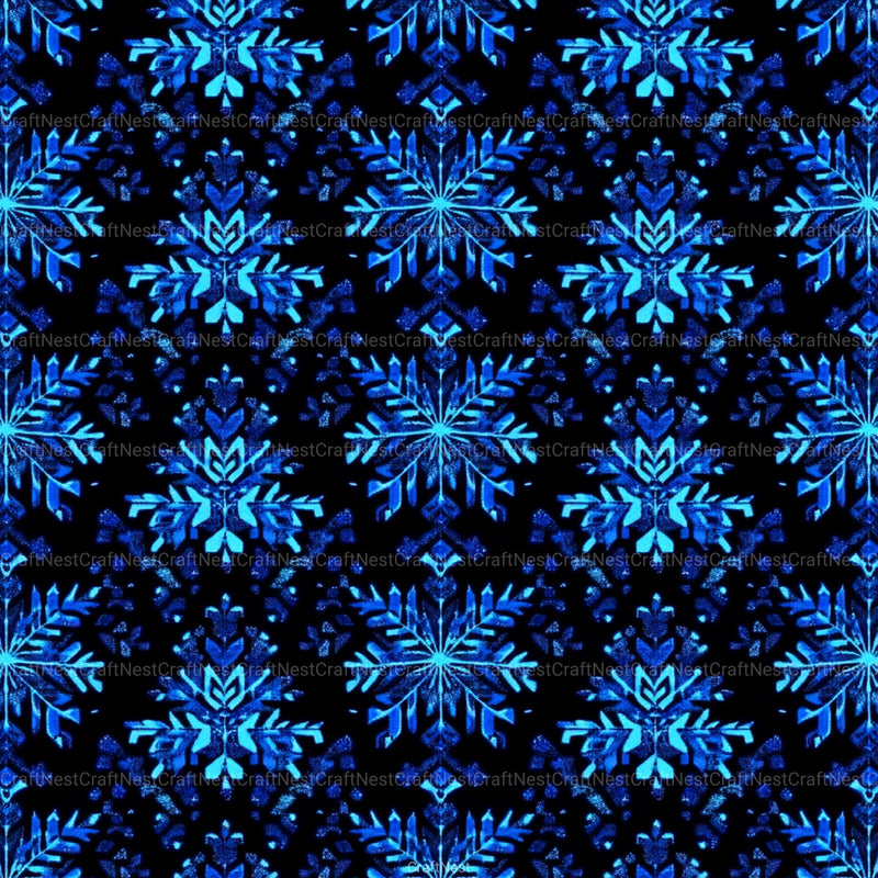 Blue Glitter Snowflakes Winter Pattern Clipart Bundle - CraftNest - Digital Crafting and Art