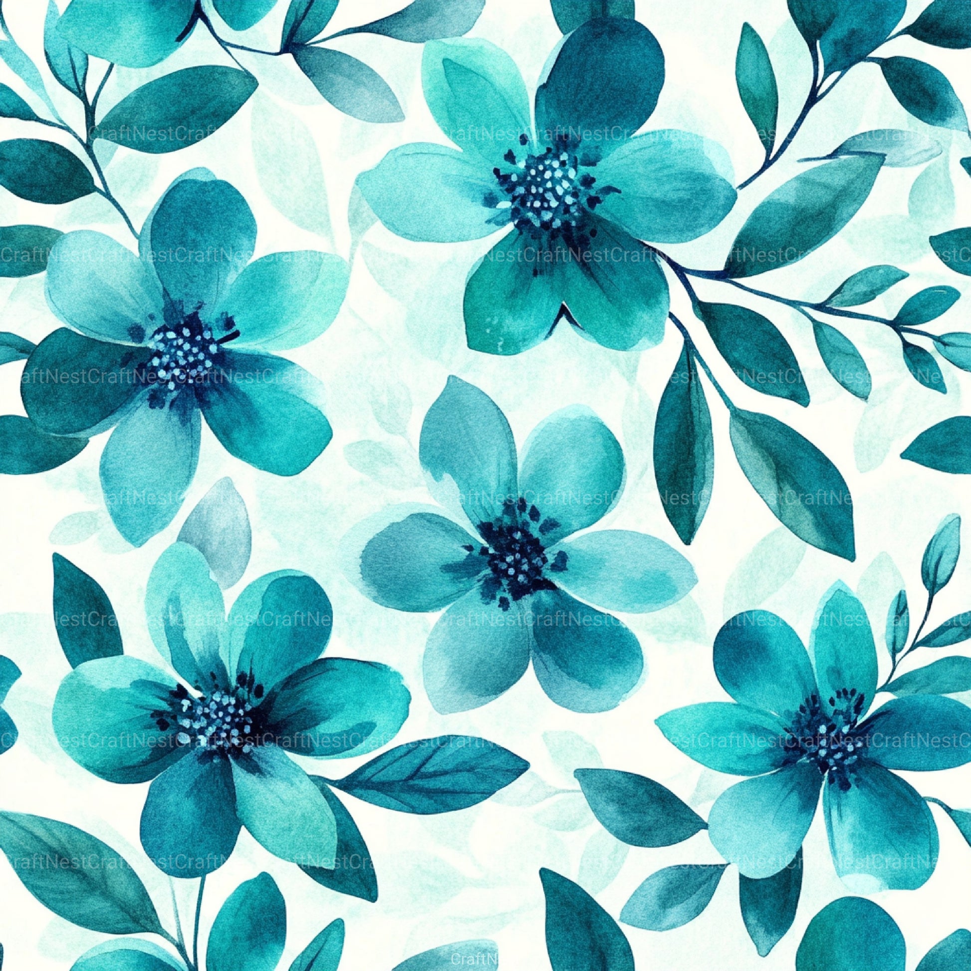 Navy Blue Yellow Cottage Flowers Pattern Clipart Bundle - CraftNest - Digital Crafting and Art