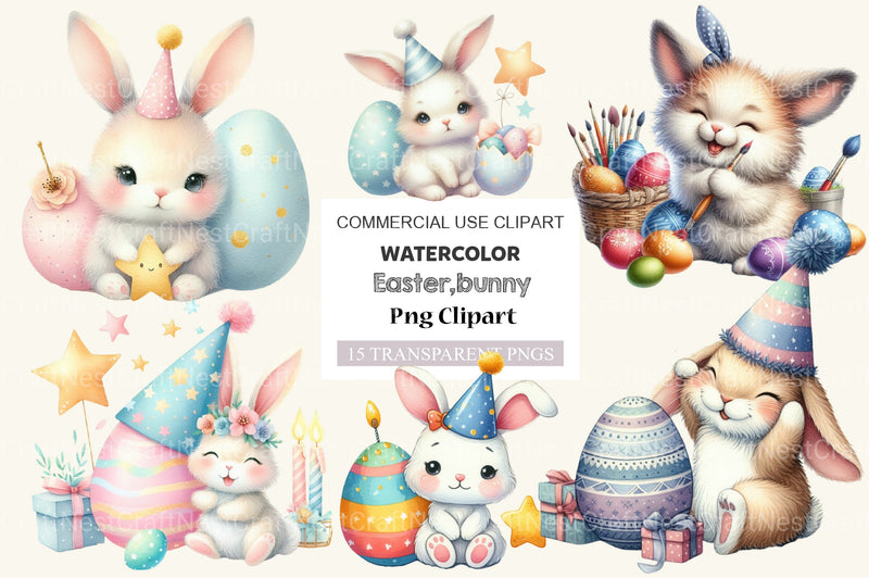 Easter Birthday Bunny Egg Clipart Bundle - CraftNest - Digital Crafting and Art