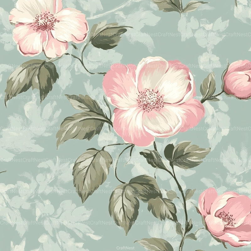 French Shabby Chic Pastel Flower Pattern Clipart Bundle 2 - CraftNest - Digital Crafting and Art