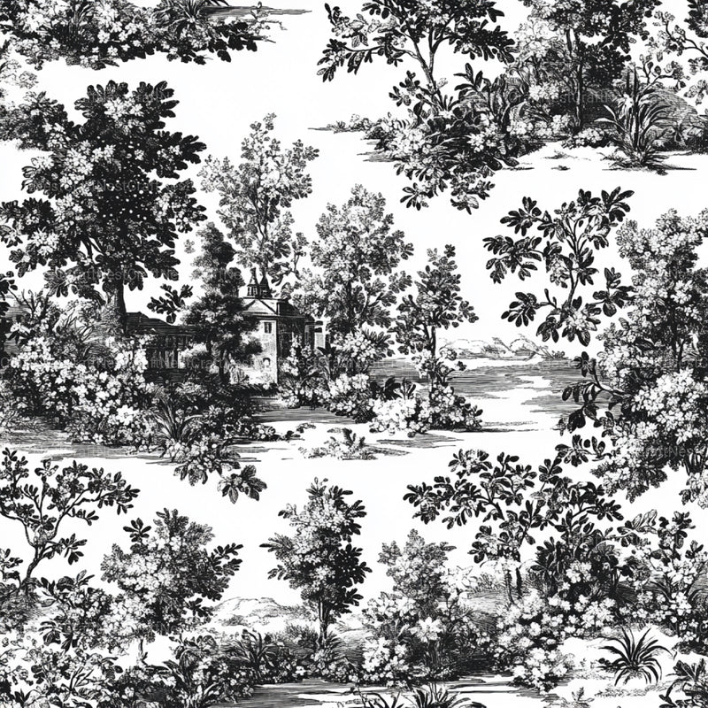 Black White Spring Toile De Jouy Pattern Clipart Bundle - CraftNest - Digital Crafting and Art