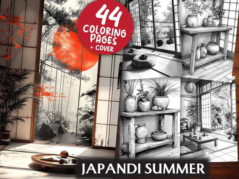 Japandi Summer Coloring Books - CraftNest - Digital Crafting and Art