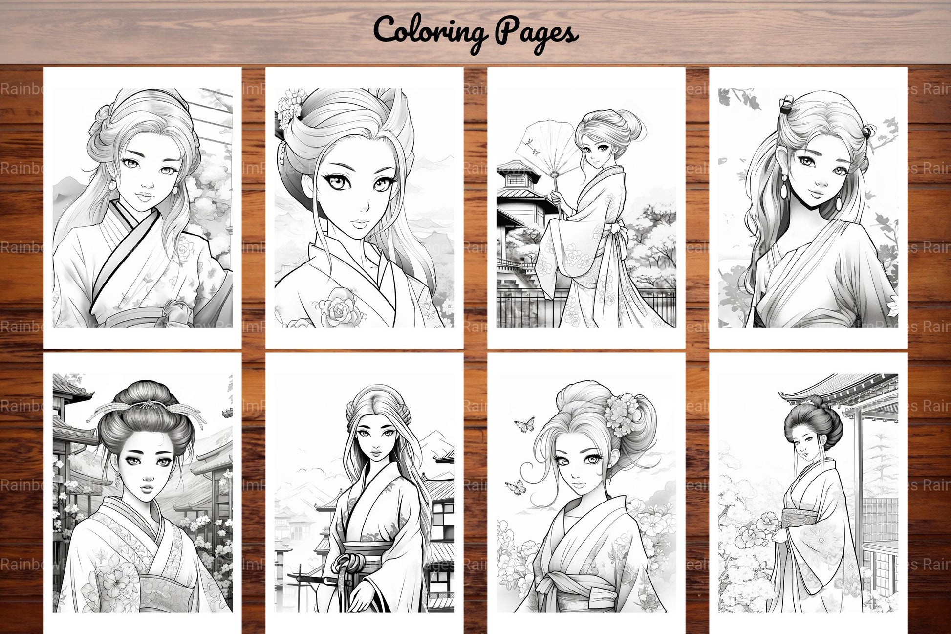 Geisha Japanese Women Coloring Book - CraftNest - Digital Crafting and Art