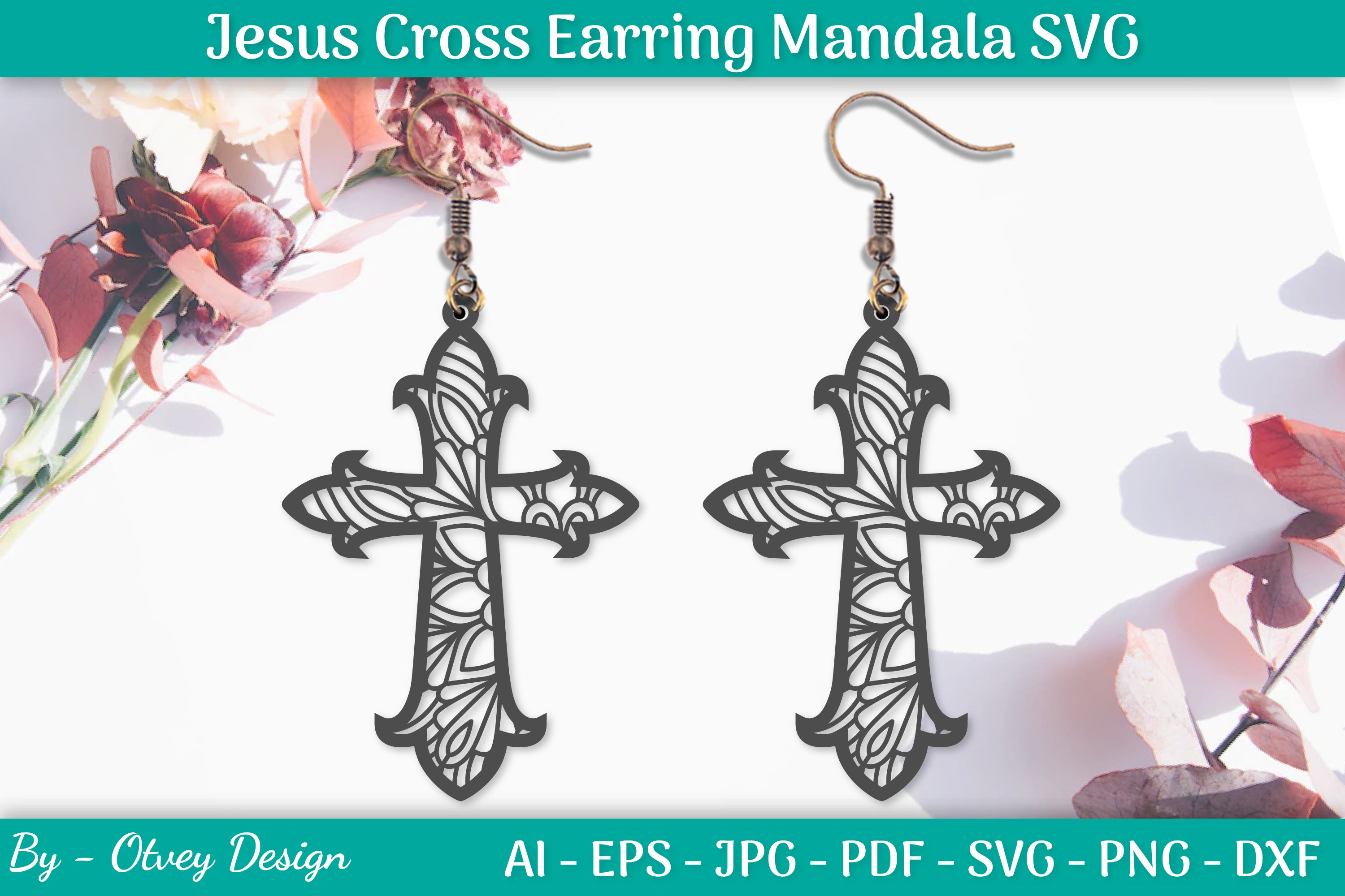 Jesus Cross Earring Mandala SVG Bundle 2 - CraftNest - Digital Crafting and Art