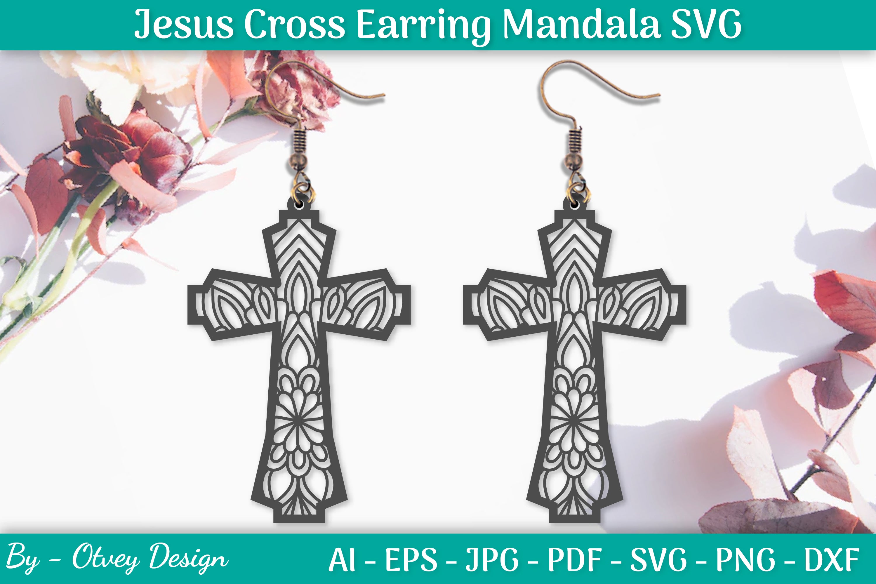 Jesus Cross Earring Mandala SVG Bundle 3 - CraftNest - Digital Crafting and Art