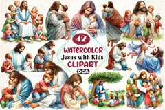 Jesus with Kids Clipart Bundle - CraftNest - Digital Crafting and Art