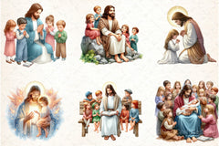 Jesus with Kids Clipart Bundle - CraftNest - Digital Crafting and Art