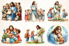 Jesus with Kids Clipart Bundle - CraftNest - Digital Crafting and Art