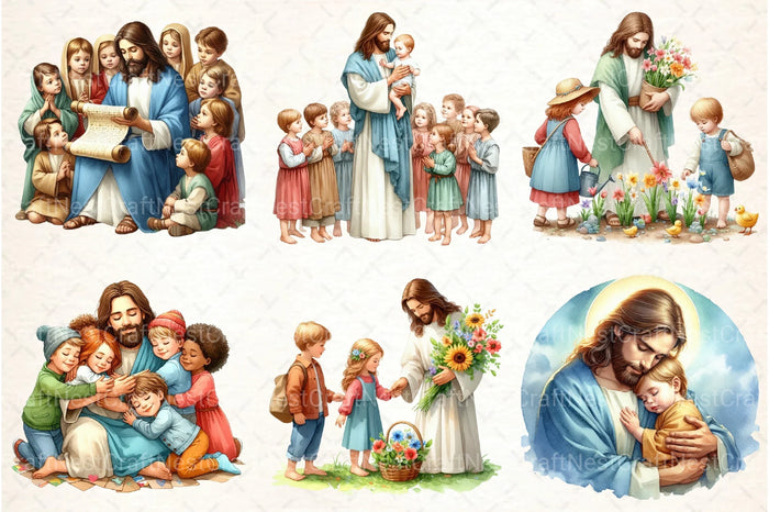 Jesus with Kids Clipart Bundle