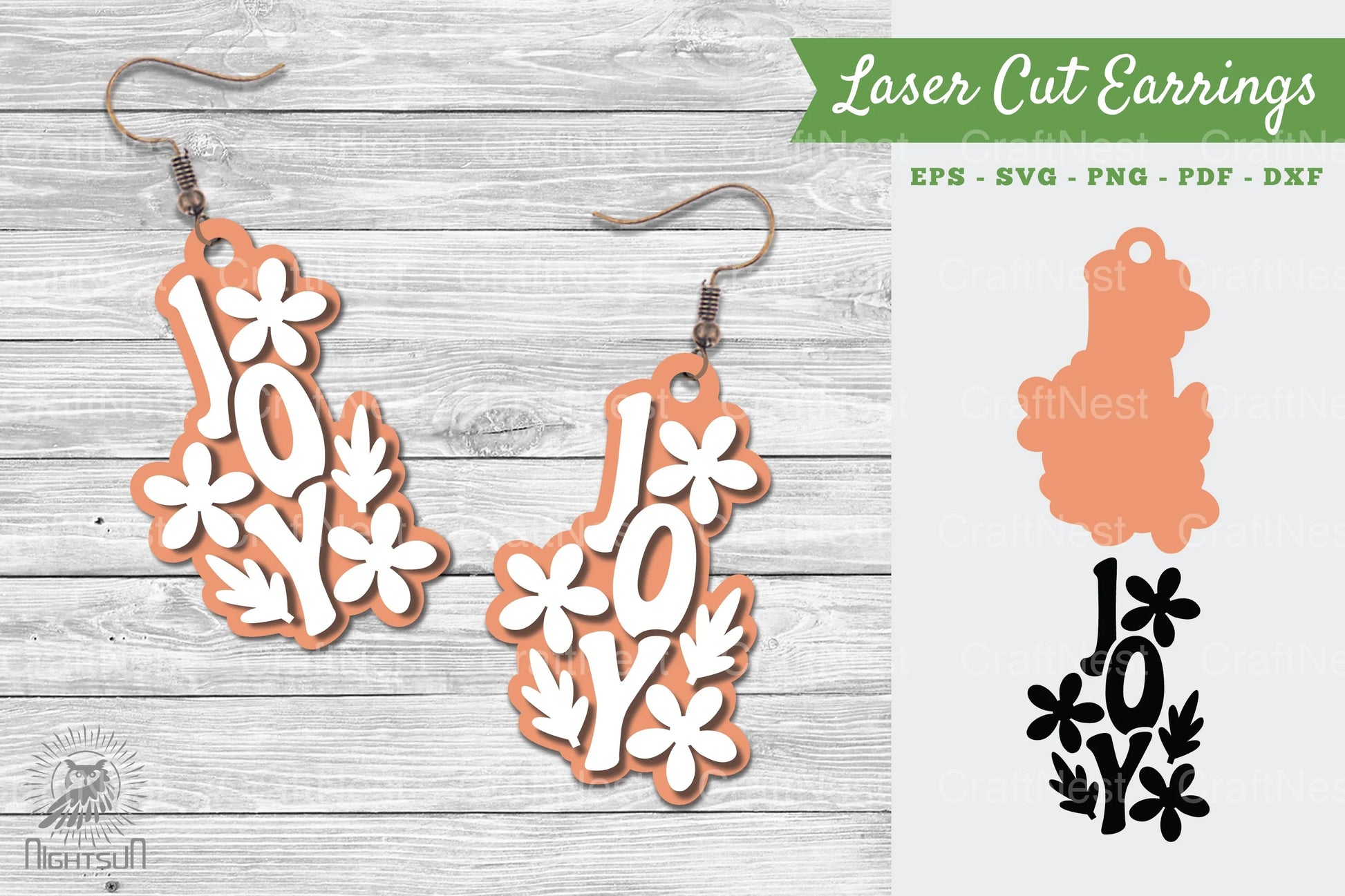 Joy Laser Cut Earrings SVG Bundle - CraftNest - Digital Crafting and Art