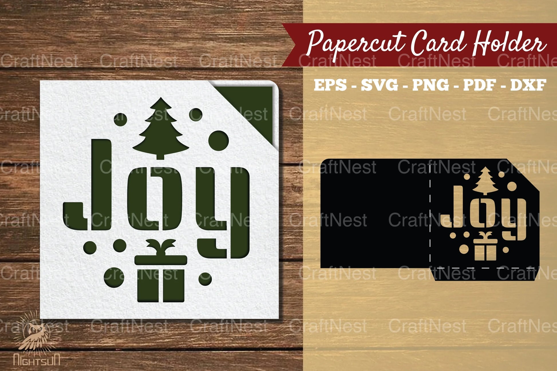 Joy Papercut Card Holder SVG Bundle - CraftNest - Digital Crafting and Art
