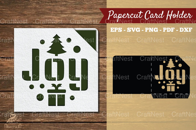 Joy Papercut Card Holder SVG Bundle - CraftNest - Digital Crafting and Art