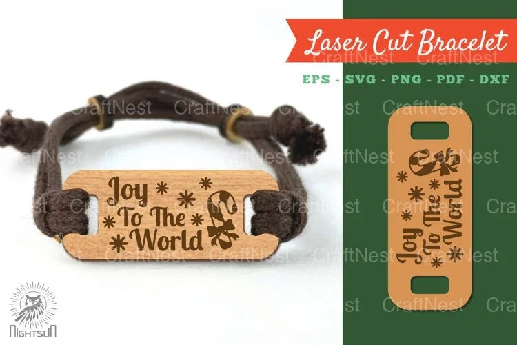Joy to the World Laser Cut Bracelet SVG Design Bundle - CraftNest - Digital Crafting and Art