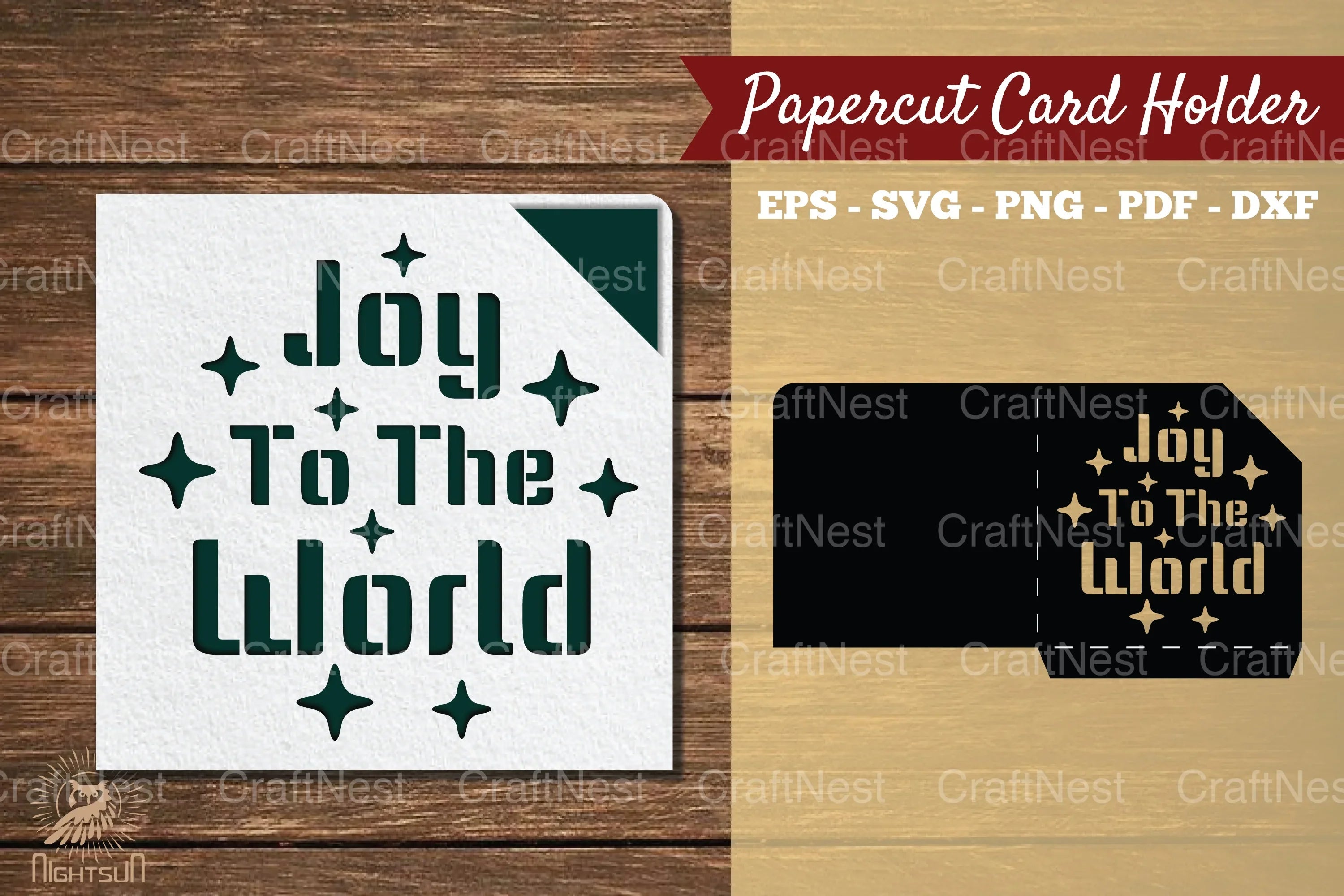 Joy to the World Papercut Card Holder SVG Bundle - CraftNest - Digital Crafting and Art