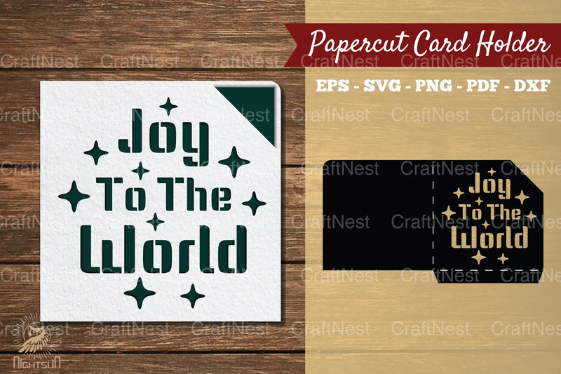 Joy to the World Papercut Card Holder SVG Bundle - CraftNest - Digital Crafting and Art