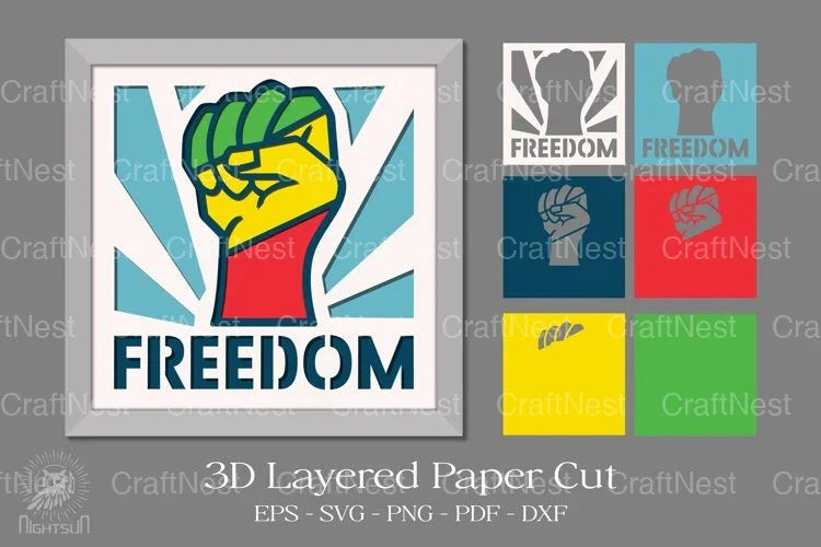 Juneteenth Freedom 3D Papercut Clipart Bundle - CraftNest - Digital Crafting and Art
