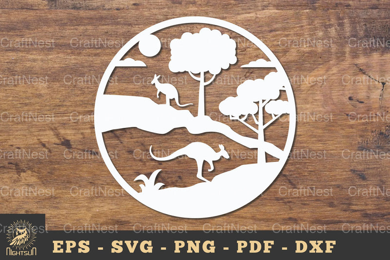 Kangaroo in the Forest Papercut Round Clipart Bundle - CraftNest - Digital Crafting and Art