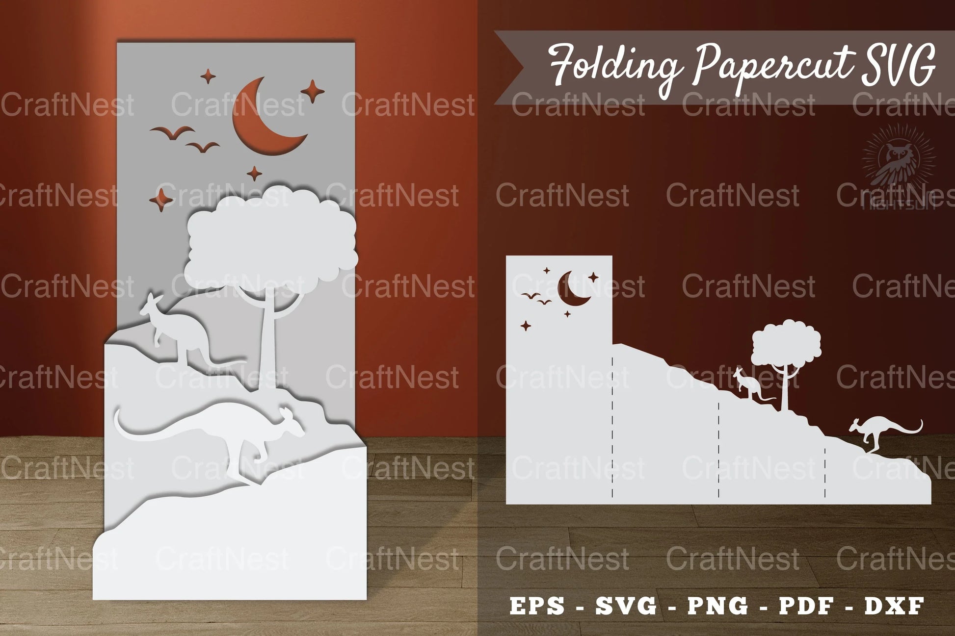Kangaroo in the Forest Papercut Clipart Bundle - CraftNest - Digital Crafting and Art