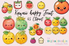 Kawaii Happy Fruit Clipart Bundle - CraftNest - Digital Crafting and Art
