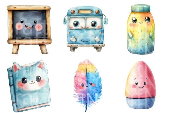 Kawaii School Clipart Bundle 1 - CraftNest - Digital Crafting and Art